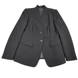 Lafayette 148 Blazer SZ 8 Black Wool Crepe Career‎ Quiet Luxury Capsule Jacket